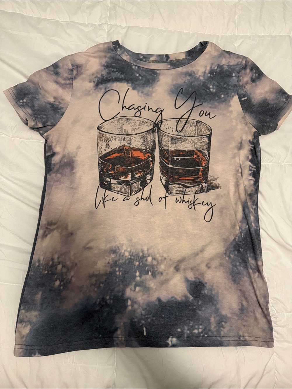 Tie-Dye Graphic Tee "Chasing You" - Pink & Black